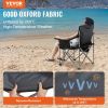 Camping Folding Chair for Adults, Portable Heavy Duty Outdoor Quad Lumbar Back Padded Arm Chairs with Side Pockets, Cup Holder and Cooler Bag for Bea