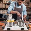 Hot Plate, 2000W Hot Plate,Portable Electric Stove Countertop Double Burners W/5 Level Temperature Control & Stay Cool Handles, Lightweight Cast Iron