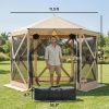10 x 11 ft Pop Up Gazebo Screen Tent, Portable Instant Camping Canopy Screen House with Nettings, Carry Bag, Beige