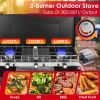 3 Burner Camping Stove 20000 BTU Portable Foldable Propane Stove With Toast Tray Windshield Portable Handle Outdoor Cooking Gas Stove For RV Camping