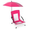 2 Pack Pink Umbrella Chair for Adults with Adjustable Parasol, Portable Backpack Beach Chair