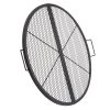 X-Marks Fire Pit Grill Grate, Foldable Round Cooking Grate, Heavy Duty Steel Campfire BBQ Grill Grid with Handle and Support X Wire, Portable Camping