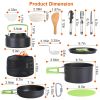 Set of 16Pcs Camping Cooking Ware Camping Stove Cookware Kit Aluminum Kettle with Bowls Knife Fork Spoon Carabiner Spatula Cutting Board for Hiking P