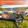 Foldable Charcoal BBQ Grill with Shelf Stainless Steel Grill Net Easy Setup Portable Tabletop Barbecue Grill for Camping Picnic Outdoor Party Backyar