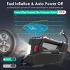 Portable Tire Inflator 120 PSI Maximum 90W Powered Tire Pump with Digital Display LED Light Inflatable Nozzle Needle Fuse Air Compressor for Bikes Mo