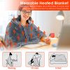 Wearable USB Heated Blanket Shawl, Portable Heated Blanket, 3 Gears 8 Heating Zones Cordless Zip Heated Throw Blanket for Women, Outdoor, Office, Cam