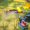Portable Stainless Steel Folding Charcoal Grill with Barbecue Grate Large Outdoor BBQ Grill for Cooking Camping Hiking Picnic Backyard Garden Patio E