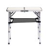 Portable Adjustable Height Folding Table with Mesh Storage Shelf – Lightweight Aluminum Camping Table, 2 Height Settings, Foldable Outdoor Picnic Tab
