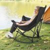 Heated Camping Chair, 3 Heating Settings, Large-Sized Padded Folding Rocker, Heavy Duty Outdoor Lawn Chairs with Pocket & Cupholder, Support 225lbs,