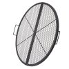 X-Marks Fire Pit Grill Grate, Foldable Round Cooking Grate, Heavy Duty Steel Campfire BBQ Grill Grid with Handle and Support X Wire, Portable Camping