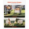 Collapsible Folding Wagon, 550lb Load & 220L, 2 in 1 Foldable Wagon Cart Converts to Bench, Utility Wagon with Adjustable Handle, Outdoor Cart for Gr