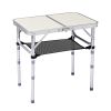 Outdoor Folding Camping Table, 2ft Portable Pinic Table with 3 Adjustable Height, Small Aluminum Foldable Lightweight Patio Side Table with Carry Han