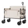 Collapsible Folding Wagon, 550lb Load & 220L, 2 in 1 Foldable Wagon Cart Converts to Bench, Utility Wagon with Adjustable Handle, Outdoor Cart for Gr
