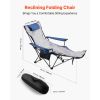 Reclining Camping Chair, 4 Adjustable Positions, Portable Folding Lounger for Adults, Mesh Beach Chair with Footrest & Plush Cushion, Supports 220 lb