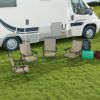 Portable Folding Camping Chairs Set of 4 with Armrests Mesh Fabric for Outdoor Lawn Brown Comfort