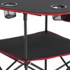 Folding Camping Table, Portable Outdoor Lightweight Picnic Table, 600D Oxford Fabric Waterproof Canvas Travel Beach Tables, with 4 Cup Holders, Carry