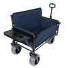 3-in-1 Folding Wagon with Bench Seat & Rear-Mounted Folding Tabletop – 500lbs Capacity, 9"x4" Beach Tires for Camping, Beach, Dark Blue