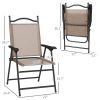 Portable Folding Camping Chairs Set of 4 with Armrests Mesh Fabric for Outdoor Lawn Brown Comfort