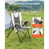 Folding Camping Chair, 3 Reclining Positions, Outdoor High Back Camping Chair, 260lbs Weight Capacity, Full Padded Beach Chairs with Armrest & Headre