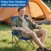 Folding Camping Chair with Cup Holder, 225lbs Capacity, Portable Foldable Chair with Large Anti-Sink Feet, PE Coated Fabric for Outdoor, Beach, Fishi