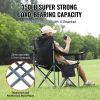 Camping Folding Chair for Adults, Portable Heavy Duty Outdoor Quad Lumbar Back Padded Arm Chairs with Side Pockets, Cup Holder and Cooler Bag for Bea