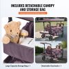 Wagon Stroller for 2 Kids, Push Pull Quad Collapsible Stroller with Adjustable Handle, Encircling Harness Removable Canopy,4 Wheels w/ Brakes,Mutifun