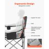 Oversized Camping Chairs, 450 lbs Heavy Duty Support, Portable Folding Camp Chairs with Padded Backrest & Armrests, Cup Holder & Side Pocket, Cooler