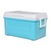 48 QT Laguna Hard Sided Ice Chest Cooler, Aqua Blue and White