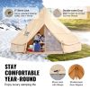 Canvas Bell Tent, 4 Seasons 6 m/19.68 ft Yurt Tent, Canvas Tent for Camping with Stove Jack, Breathable Tent Holds up to 10 People, Family Camping Ou