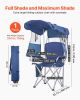 Camping Chair with Canopy Shade, Folding Beach Chair with Canopy & Magazine Pocket, 2 Cup Holders, 330 lbs Heavy Duty Support, Carry Bags for Outdoor