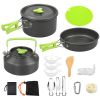 Set of 16Pcs Camping Cooking Ware Camping Stove Cookware Kit Aluminum Kettle with Bowls Knife Fork Spoon Carabiner Spatula Cutting Board for Hiking P