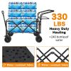 Collapsible Wagon 140L Wagons Carts Foldable with Removable Canopy, Folding Wagon Cart with Wheels for All-Terrain with Brake, Foldable Wagon with Co