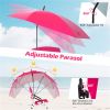 2 Pack Pink Umbrella Chair for Adults with Adjustable Parasol, Portable Backpack Beach Chair