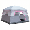 6 Person Outdoor Camping Tent, Waterproof Windproof Easy Setup, Double Layer Family Camping Tent with 1 Mesh Door & 5 Large Mesh Windows, Gray