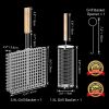 Grill Basket Set, Removable Wooden Handle, 304 Stainless Steel, Rolling BBQ Tools, Smoker Grilling Accessories for Vegetable Fish, Outdoor Cooking Ca