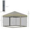10' x 10' Pop Up Canopy Tent, Tents for Parties with Netting and Wheeled Carry Bag, Height Adjustable, sidewalls