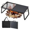 Folding Campfire Grill, Heavy Duty Steel Mesh Grate, 22.4" Portable Camping Grates Over Fire Pit, Camp Fire Cooking Equipment with Legs Carrying Bag,