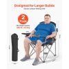 Oversized Camping Chairs, 450 lbs Heavy Duty Support, Portable Folding Camp Chairs with Padded Backrest & Armrests, Cup Holder & Side Pocket, Cooler