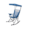 Mesh Tension Rocking Camp Chair with Canopy, Blue and Grey, Detachable Rockers, Adult
