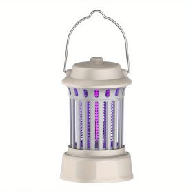1pc Electric Insect Repellent Mosquito And Dew Camping Lantern; Courtyard Light ; bedroom Lamps; Chargeable 360 Degrees Kill Mosquito & Insects & Fli (Color: Silver Gray)