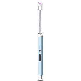 Lighter Electric Lighter Rechargeable Arc USB Candle Lighters With LED Battery Display; Flexible Neck Windproof Flameless Plasma Long Lighters For Ca (Color: Blue)