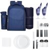 Picnic Backpack, Beach Picnic Backpack Bag for 2 Person with Insulated Cooler Compartment, Detachable Bottle/Wine Holder, Lightweight Blanket, Plates