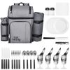 Picnic Backpack, Beach Picnic Backpack Bag for 4 Person with Insulated Cooler Compartment, Detachable Bottle/Wine Holder, Lightweight Blanket, Plates