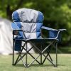 Oversized Camping Folding Chair Heavy Duty 500lbs Capacity, Cup Holder & Cooler Bag, Portable for Outdoor(Blue Gray/Black Gray)