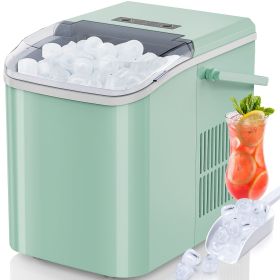 Countertop Ice Maker with Handle, 26lbs/24H Portable Ice Machine, 9 Bullet Ice Cubes Ready in 6 Mins, Self-Cleaning, Quiet Compact Ice Maker for Home (Color: Green)