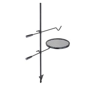 Swivel Campfire Grill, Fire Pit Grill Grate over Fire Pits, Heavy Duty Steel Grill Grates, 360° Adjustable Open Fire Outdoor Cooking Equipment, Porta (Baking Tray Shape: Round)