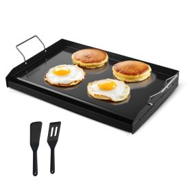 Carbon Steel Griddle, 24x16 inch Universal Flat Top Rectangular Plate, Gas Grill Griddle for BBQ Grill, Teppanyaki, Portable Family Cookware with Han (material: Carbon Steel, size: 25x16 inch)
