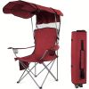 Oversized Camping Chair with Canopy Heavy Duty Folding Outdoor Chair with Armrest Cup Holder and Carry Bag Portable Camp Chair for Beach Fishing Picn