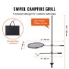 Swivel Campfire Grill, Fire Pit Grill Grate over Fire Pits, Heavy Duty Steel Grill Grates, 360° Adjustable Open Fire Outdoor Cooking Equipment, Porta