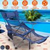 Foldable Camping Chair Collapsible Reclining Chair 330LBS Load Heavy Duty Steel Lawn Chair with Reclining Backrest Angle Cup Holder Pillow Side Pocke